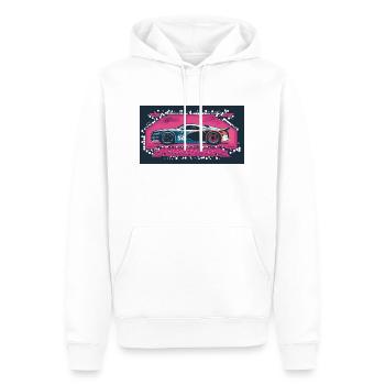 Vie nocturne Voiture de course Bleu - Sweat à capuche Premium bio Homme - blanc - Devant - Nico (187cm)