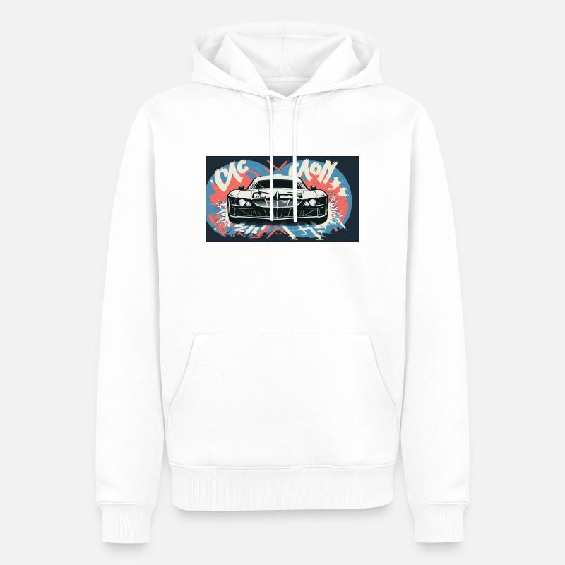 Phares d’une voiture de course - Sweat à capuche Premium bio Homme - blanc