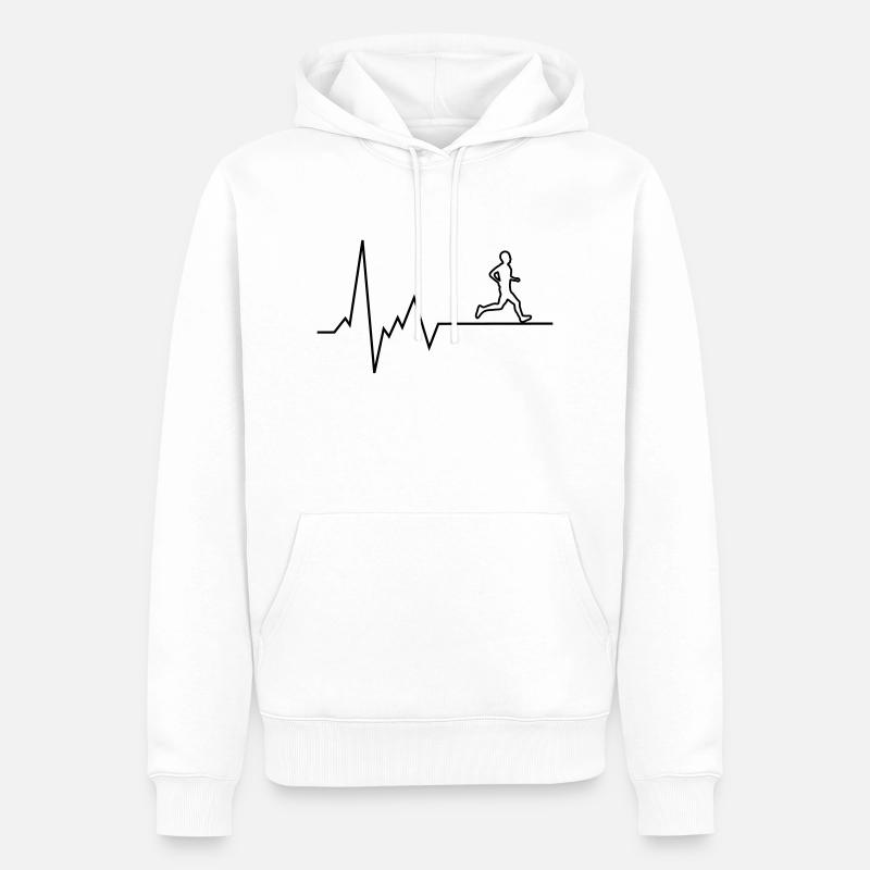 Herzschlag Läufer - Männer Premium Bio Hoodie - Weiß