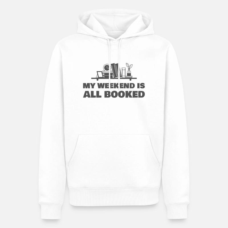 Mon week-end est complet - Sweat à capuche Premium bio Homme - blanc