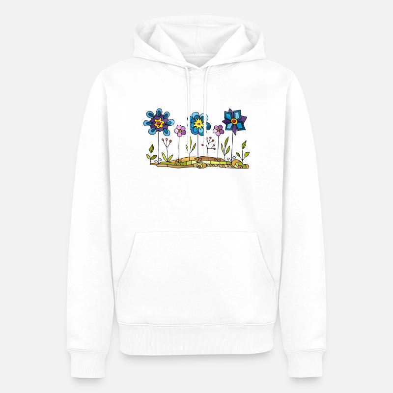 Fleurs - Sweat à capuche Premium bio Homme - blanc
