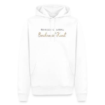 Anfassen ist simpel berühren eine Kunst - Männer Premium Bio Hoodie - Weiß - Vorne - Nico (187cm)