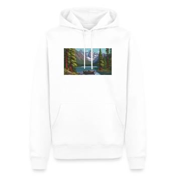 Parc national de Banff, Canada - Pixel Art - Sweat à capuche Premium bio Homme - blanc - Devant - Nico (187cm)