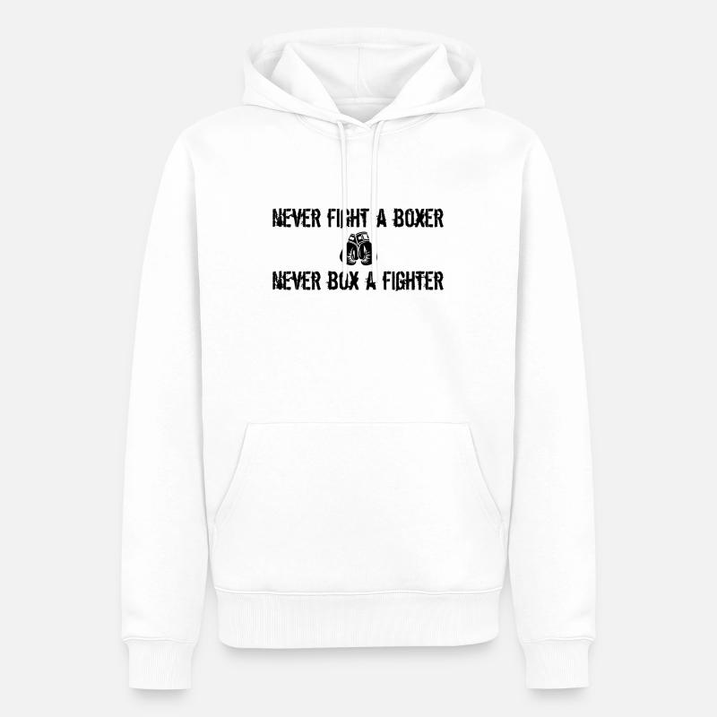 Ne jamais combattre un boxeur - Sweat à capuche Premium bio Homme - blanc