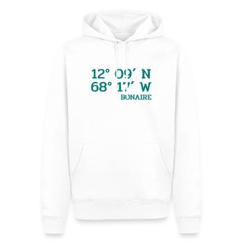 Bonaire Coordinates - Coordinates - Caribbean - Men’s Premium Organic Hoodie - white - Front - Nico (187cm)