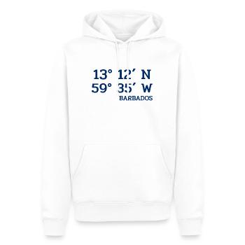 Barbados Coordinates - Koordinaten - West Indies - Männer Premium Bio Hoodie - Weiß - Vorne - Nico (187cm)