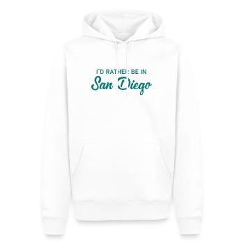 Je préfère être à San Diego - Californie - Amérique - Sweat à capuche Premium bio Homme - blanc - Devant - Nico (187cm)