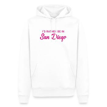 Je préfère être à San Diego - Californie - Amérique - Sweat à capuche Premium bio Homme - blanc - Devant - Nico (187cm)