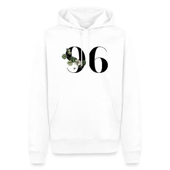 Numéro 96 floral vert - 96e anniversaire floral - Sweat à capuche Premium bio Homme - blanc - Devant - Nico (187cm)