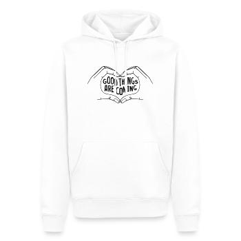 Good Things Are Coming - schwarz - Männer Premium Bio Hoodie - Weiß - Vorne - Nico (187cm)