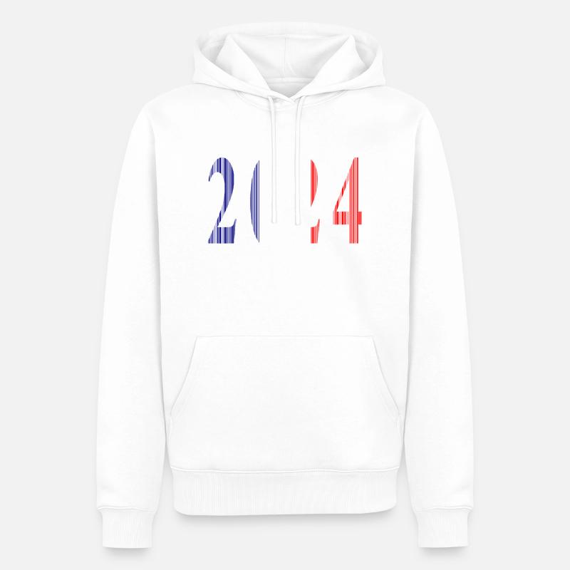 2024 Bleu Blanc Rouge - Sweat à capuche Premium bio Homme - blanc