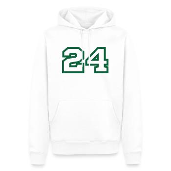 Numéro 24 sport vert - Sweat à capuche Premium bio Homme - blanc - Devant - Nico (187cm)