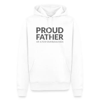 FIER PAPA DE QUELQUES ENFANTS IDIOTS - STOLZER VATER - Sweat à capuche Premium bio Homme - blanc - Devant - Nico (187cm)