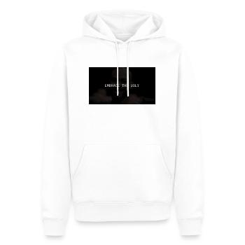 EMBRASSEZ LE LAID - Sweat à capuche Premium bio Homme - blanc - Devant - Nico (187cm)