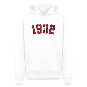Année de naissance sport 1932 - Sweat à capuche Premium bio Homme - blanc - Devant - Nico (187cm)