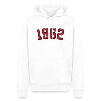 Année de naissance sport 1962 - Sweat à capuche Premium bio Homme - blanc - Devant - Nico (187cm)