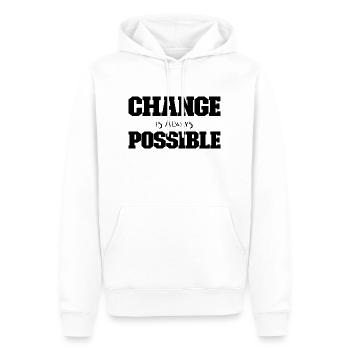 Change is always possible - Men’s Premium Organic Hoodie - white - Front - Nico (187cm)