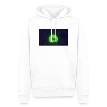Porte Tori en Lune Verte - Sweat à capuche Premium bio Homme - blanc - Devant - Nico (187cm)