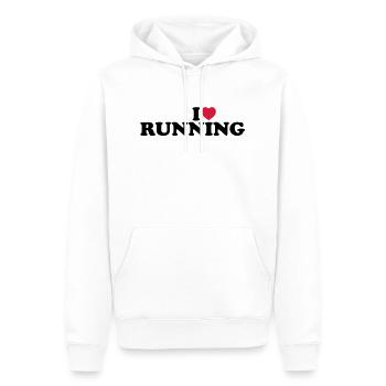 I love running - Männer Premium Bio Hoodie - Weiß - Vorne - Nico (187cm)