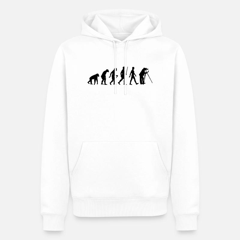 Evolution Fotograf - Männer Premium Bio Hoodie - Weiß