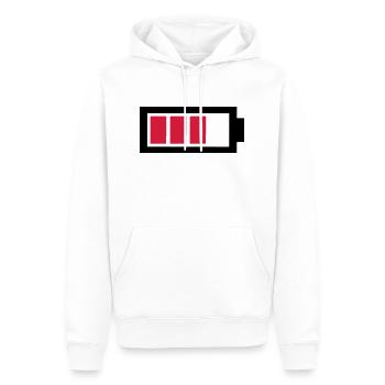 Batterie - Männer Premium Bio Hoodie - Weiß - Vorne - Nico (187cm)