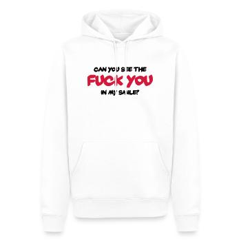 Can you see the "Fuck You" in my smile? - Männer Premium Bio Hoodie - Weiß - Vorne - Nico (187cm)