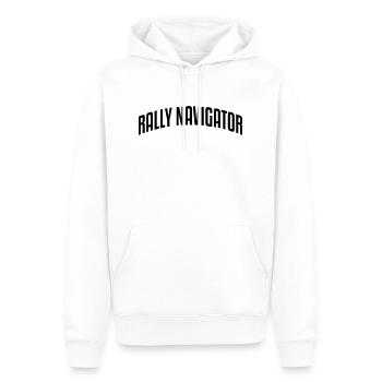rally navigator stylish arched text logo - Men’s Premium Organic Hoodie - white - Front - Nico (187cm)