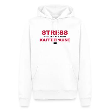 Stress ist alles, was nicht Kaffeepause ist! - Männer Premium Bio Hoodie - Weiß - Vorne - Nico (187cm)