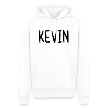 Kevin Nom personnalisé Police Texte Anniversaire - Sweat à capuche Premium bio Homme - blanc - Devant - Nico (187cm)