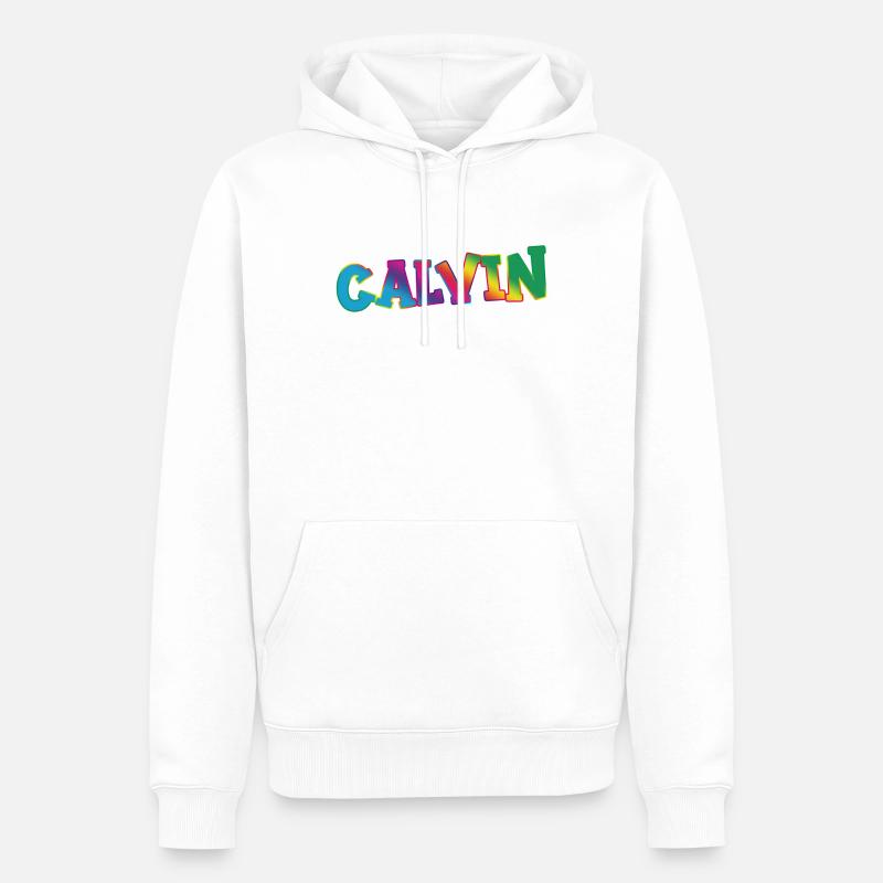 Calvin - Männer Premium Bio Hoodie - Weiß
