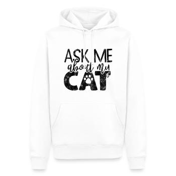 Posez-moi des questions sur mon chat - Drôles de dictons de chat - Sweat à capuche Premium bio Homme - blanc - Devant - Nico (187cm)