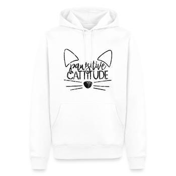 pawsitive cattitude - Lustige Katzen Sprüche - Männer Premium Bio Hoodie - Weiß - Vorne - Nico (187cm)