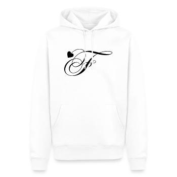 Lettre f calligraphie cœur - Sweat à capuche Premium bio Homme - blanc - Devant - Nico (187cm)