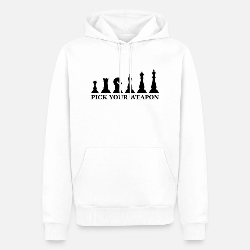 Schach pick your weapon schwarz - Männer Premium Bio Hoodie - Weiß