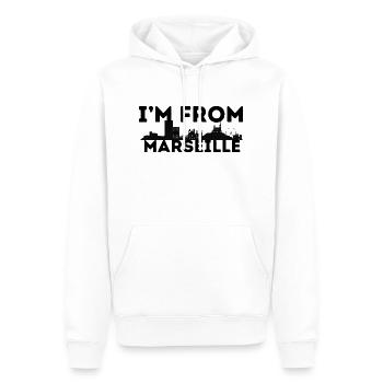 je viens de marseille - Sweat à capuche Premium bio Homme - blanc - Devant - Nico (187cm)