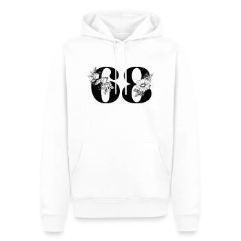 Numéro 68 floral noir - 68e anniversaire floral - Sweat à capuche Premium bio Homme - blanc - Devant - Nico (187cm)