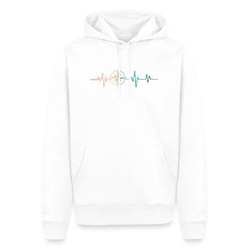 Battement de coeur rétro boussole - Sweat à capuche Premium bio Homme - blanc - Devant - Nico (187cm)