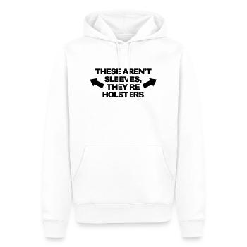 These Aren't Sleeves, They're Holsters - Männer Premium Bio Hoodie - Weiß - Vorne - Nico (187cm)