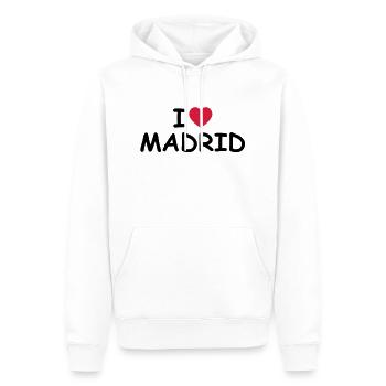 J'aime Madrid - Sweat à capuche Premium bio Homme - blanc - Devant - Nico (187cm)