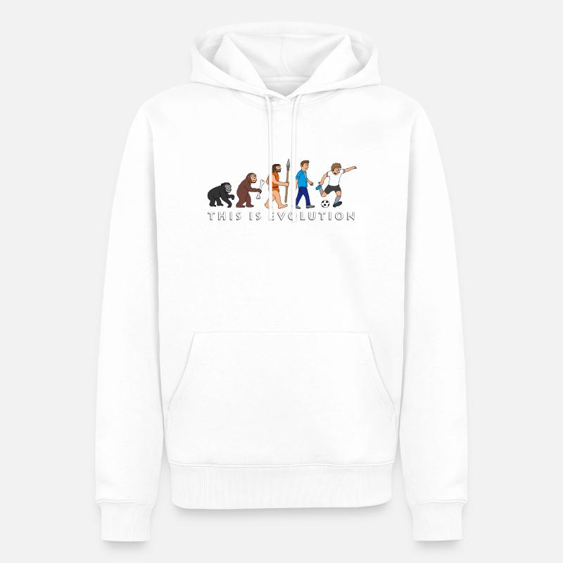 evolution_fussball_comic_a - Sweat à capuche Premium bio Homme - blanc