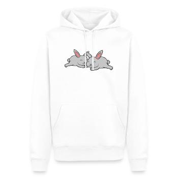 2 lapins amoureux - Sweat à capuche Premium bio Homme - blanc - Devant - Nico (187cm)
