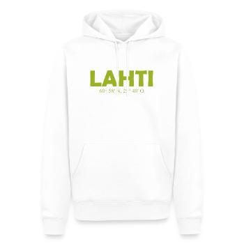 Lahti - Finland - Coordinates Longitude Latitude - - Men’s Premium Organic Hoodie - white - Front - Nico (187cm)