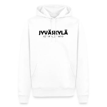 Jyväskylä - Finlande - Coordonnées - Longitude - Sweat à capuche Premium bio Homme - blanc - Devant - Nico (187cm)