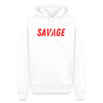 savage - Männer Premium Bio Hoodie - Weiß - Vorne - Nico (187cm)