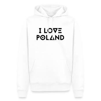 J’AIME LA POLOGNE - Sweat à capuche Premium bio Homme - blanc - Devant - Nico (187cm)
