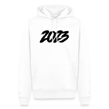 2023 - Männer Premium Bio Hoodie - Weiß - Vorne - Nico (187cm)