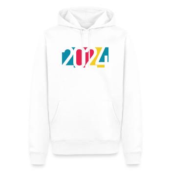 2024 happy new year Jahreszahl Datum Zahl Anno - Männer Premium Bio Hoodie - Weiß - Vorne - Nico (187cm)
