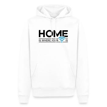 home is where … wi-fi - Männer Premium Bio Hoodie - Weiß - Vorne - Nico (187cm)