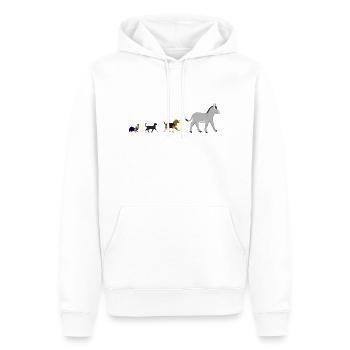 Chien, chat, coq, âne - Sweat à capuche Premium bio Homme - blanc - Devant - Nico (187cm)