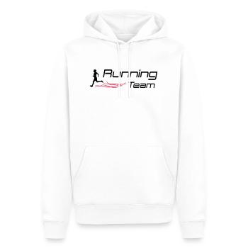 running team - Männer Premium Bio Hoodie - Weiß - Vorne - Nico (187cm)